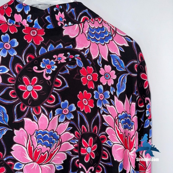 1127 NWT Zara Long Sleeve Floral Dress - Size L - Black/Pink/Blue - Picture 11 of 16